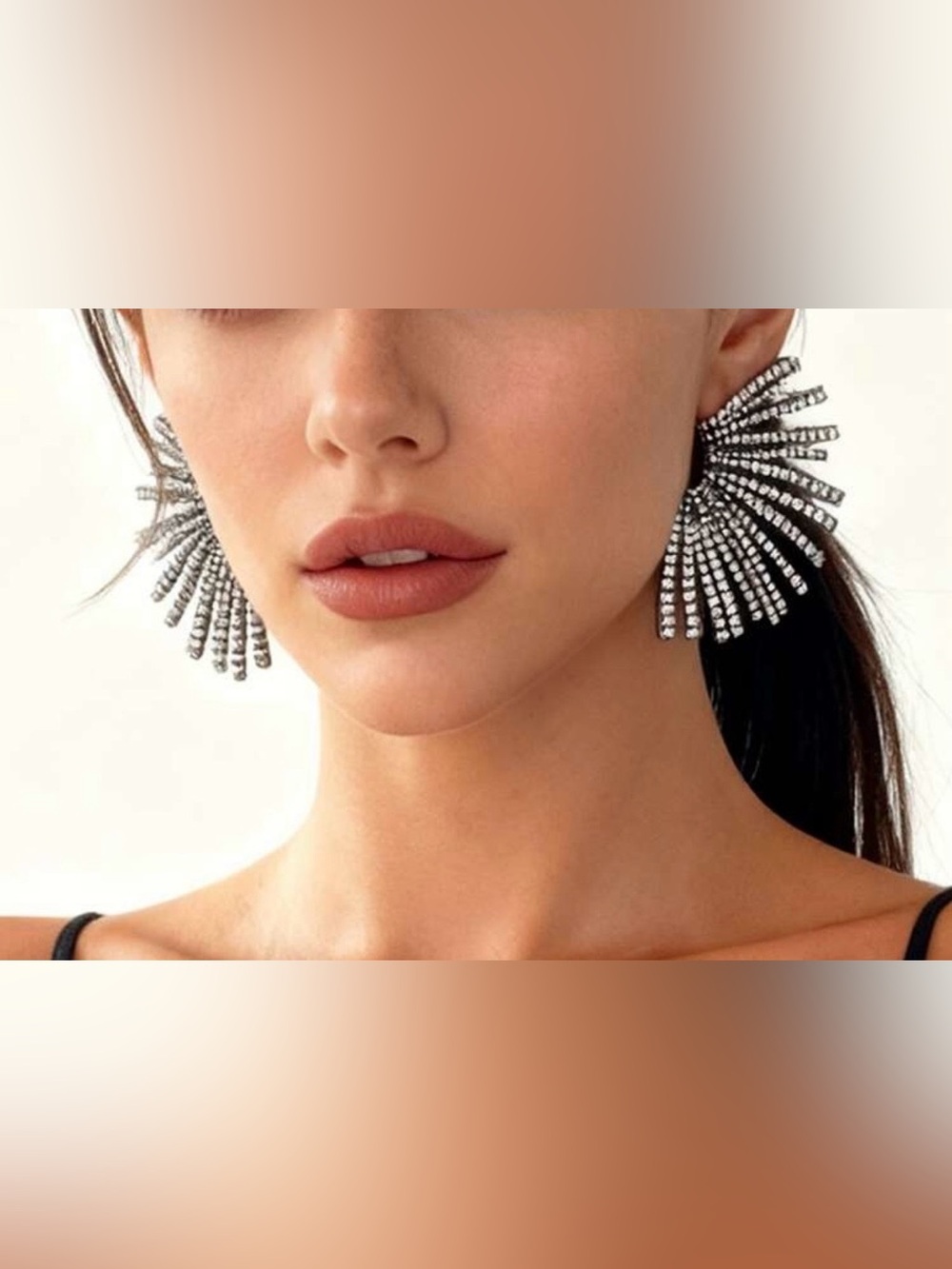 Radiant Fan Crystal Drop Earrings - Silver